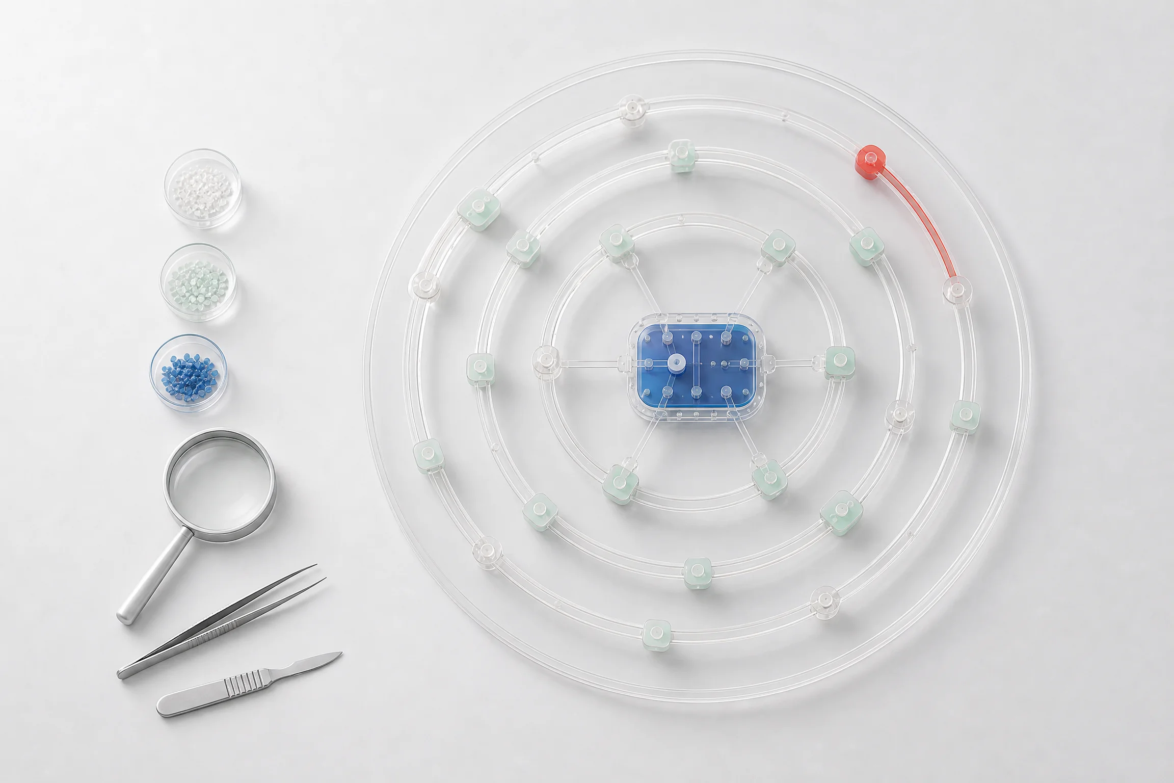Circular transparent feedback instrument with coloured evidence capsules