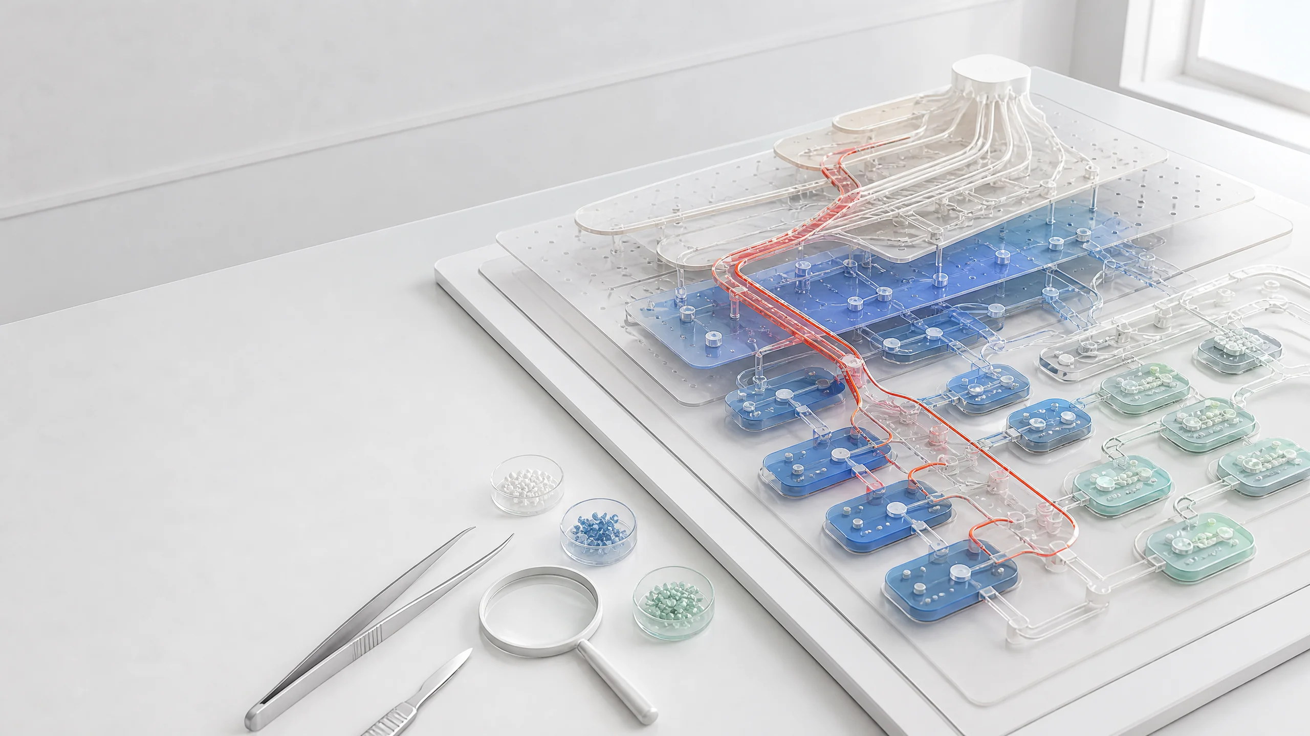 Transparent layered software architecture model with a red request path